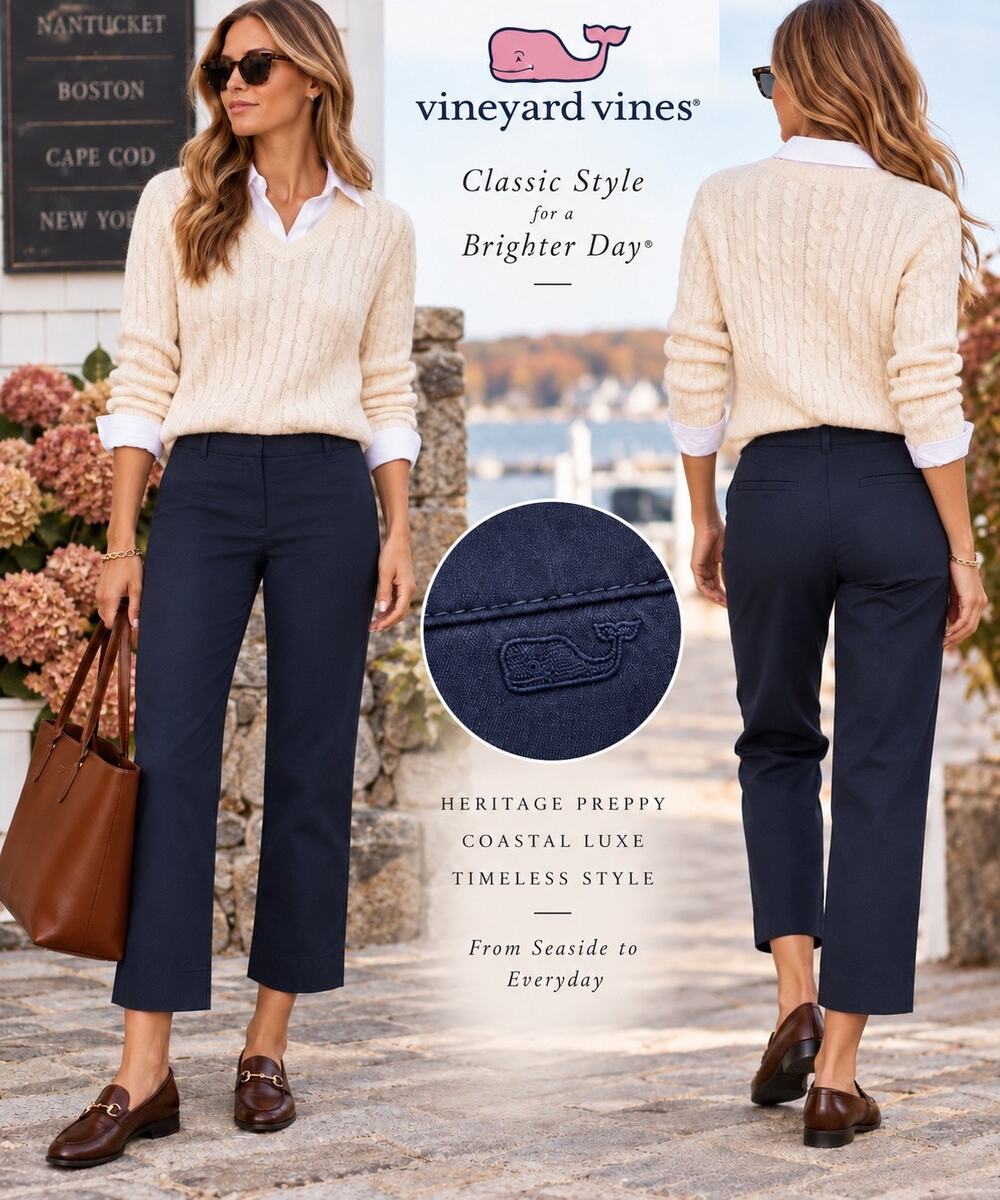 Heritage Preppy Coastal Americana Vineyard Vines Cape Fit Navy Chino Pants 6